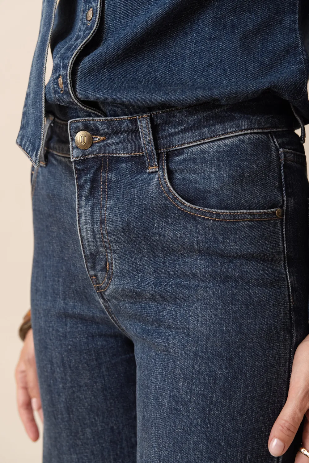 Oraije Mona jeans straight blu scuro cotone