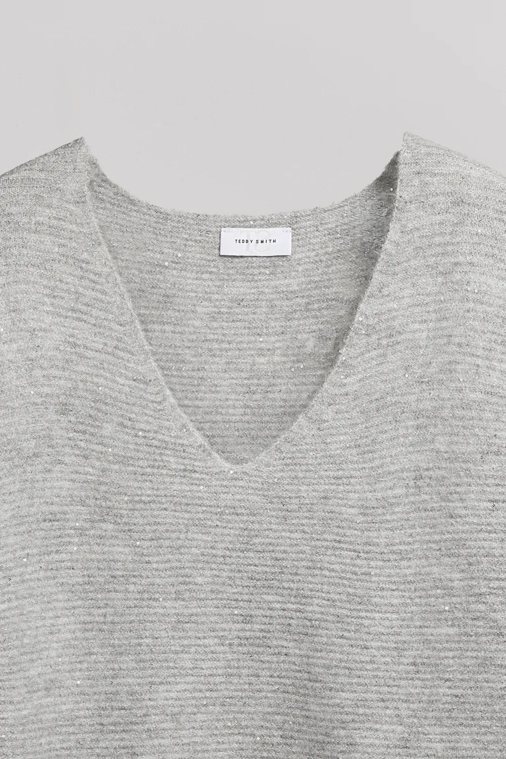 Teddy Smith P-Rachel pull scollo V grigio chiné donna