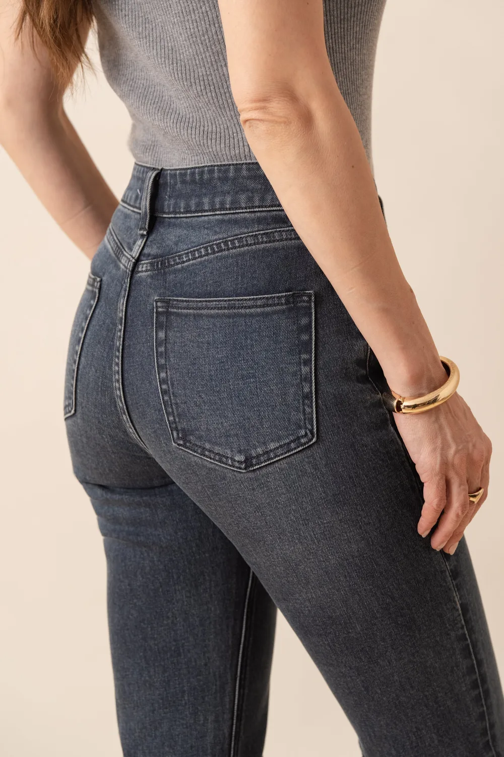 Oraije Mia jeans mom fit grigio blu denim per petite