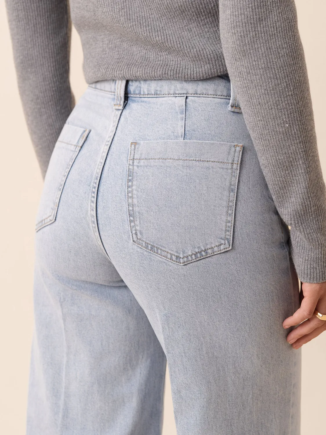 Oraije Basile jeans wide azzurro piega push-up