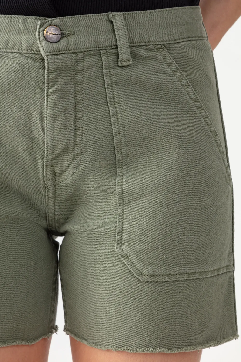 Acquaverde Tools Light Kaki shorts donna sfrangiati