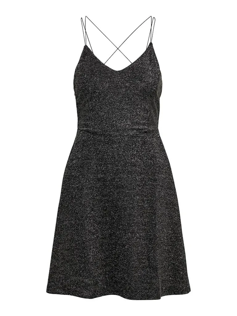 ONLY Onltanny abito nero glitter M jersey aderente