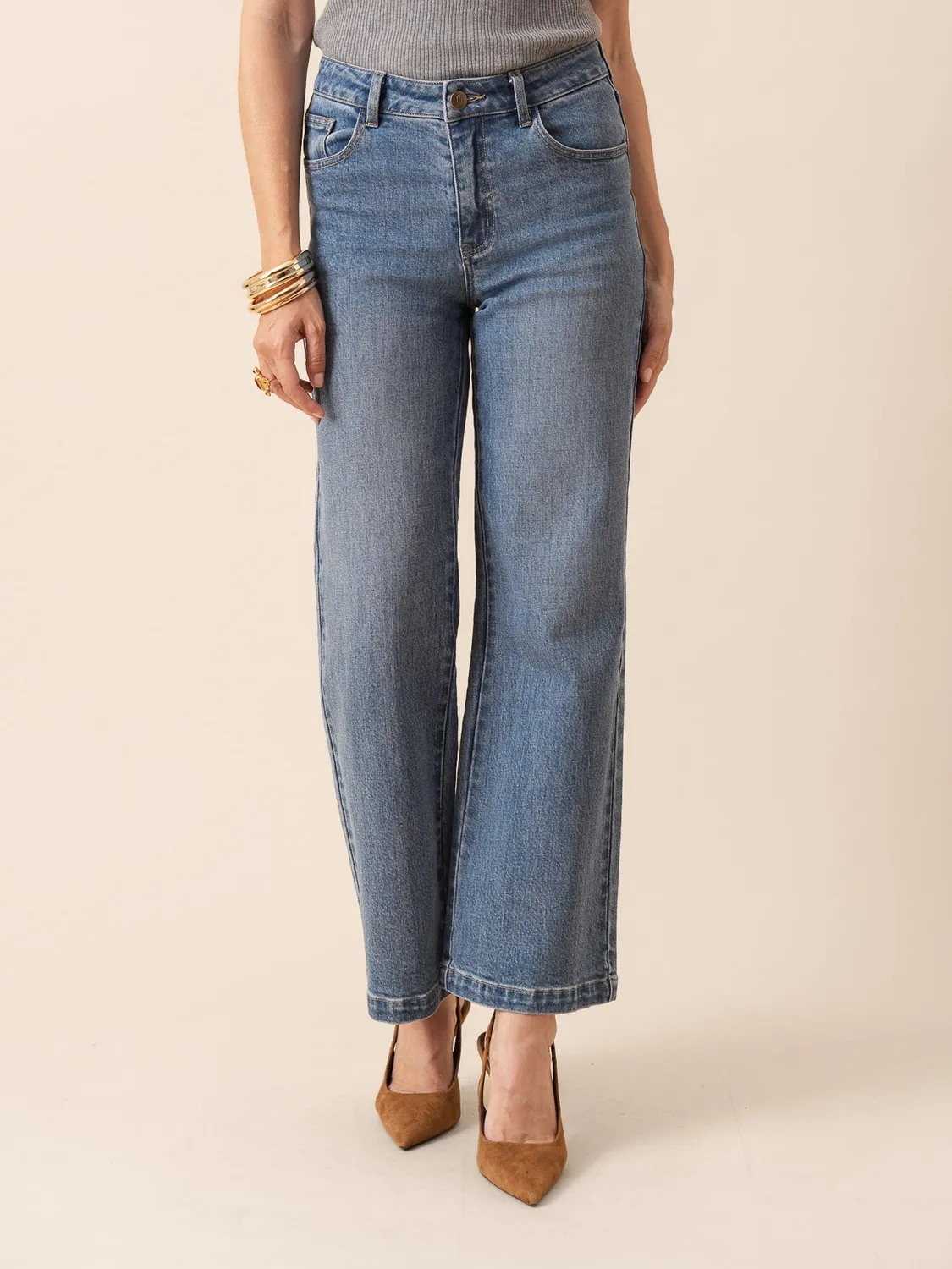 Oraije Mona jeans flare blu stone chiaro denim
