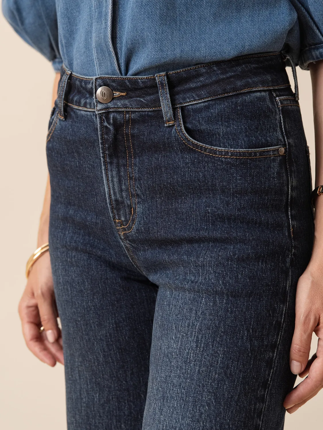 Oraije Flink jeans flare blu scuro alte donne