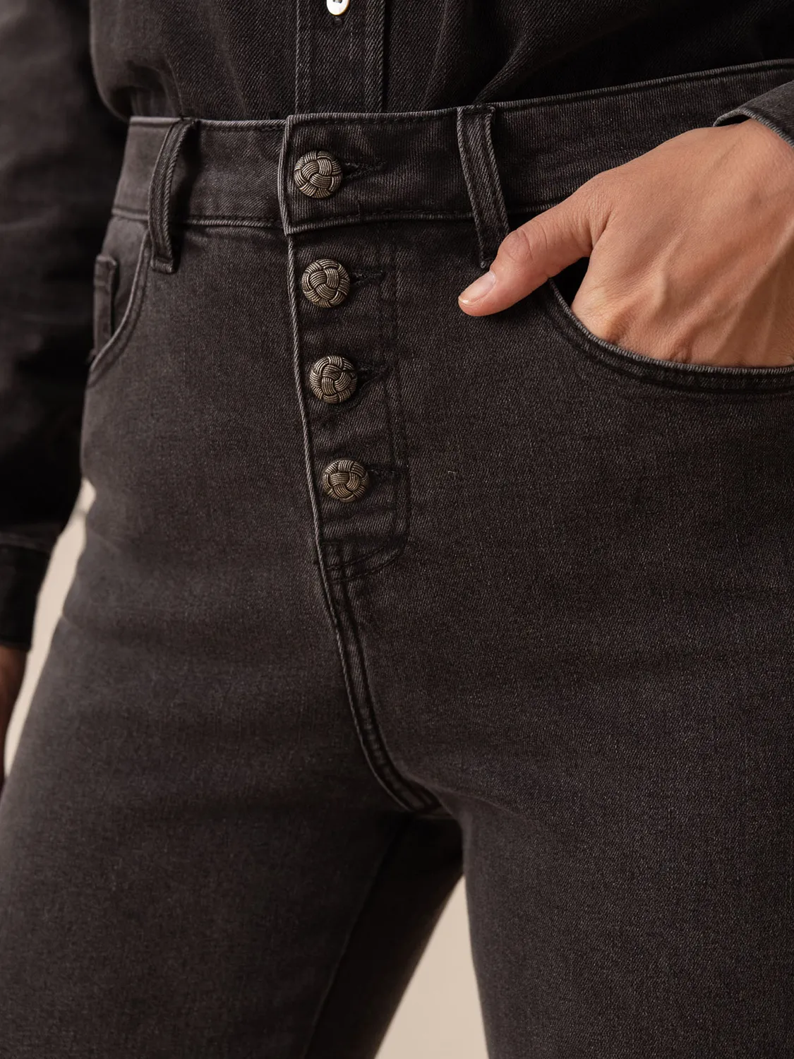 Oraije Frenchy jeans dritti grigio medio