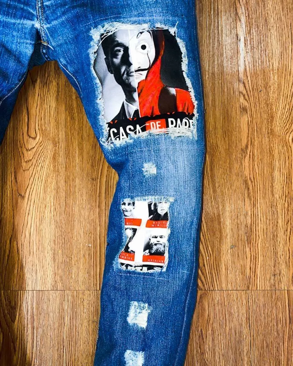 Never Say Never La Casa di Carta jeans Levis vintage con tessuto
