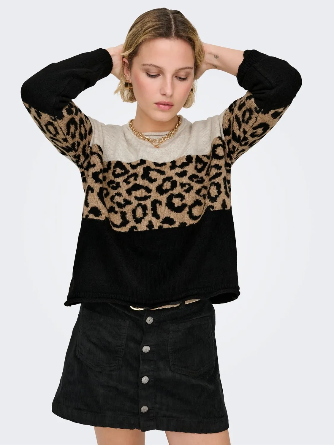 ONLY ONLJADE pullover donna girocollo grigio chiaro