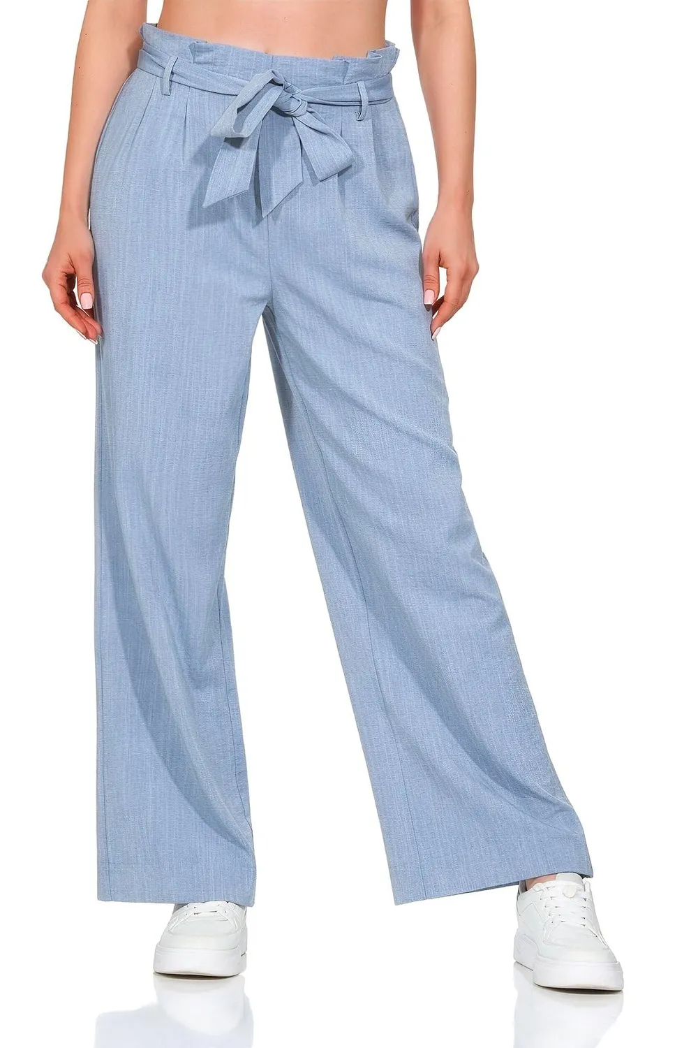 ONLY Onlmarsa Solid Paperbag pantaloni donna Denim Sbiadito vita alta