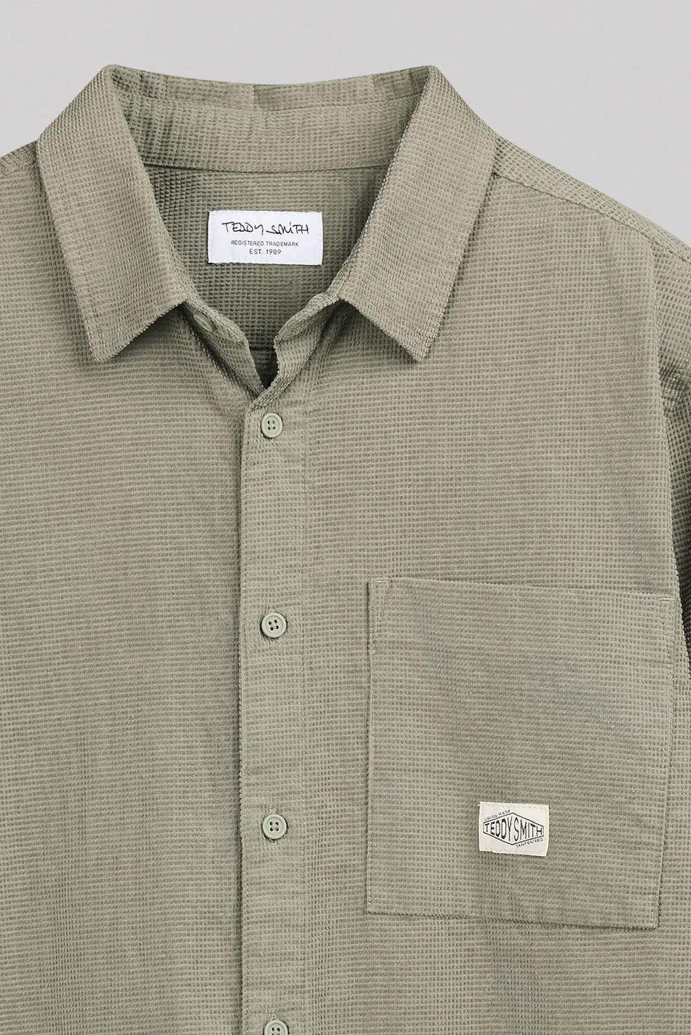 Teddy Smith C-Ricko ML Bleach Kaki camicia uomo cotone