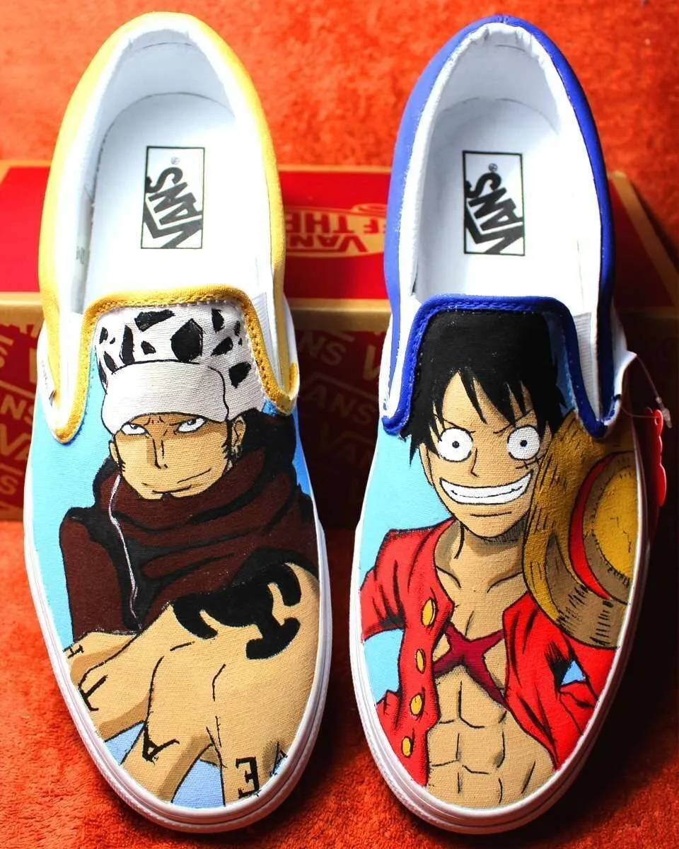 Never Say Never Luffy Law Vans Slip-On dipinte a mano