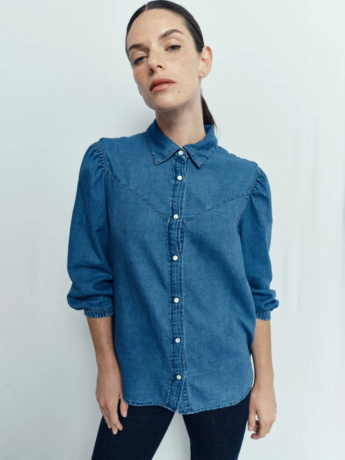 Acquaverde Gerry camicia denim Light Blue maniche 3/4
