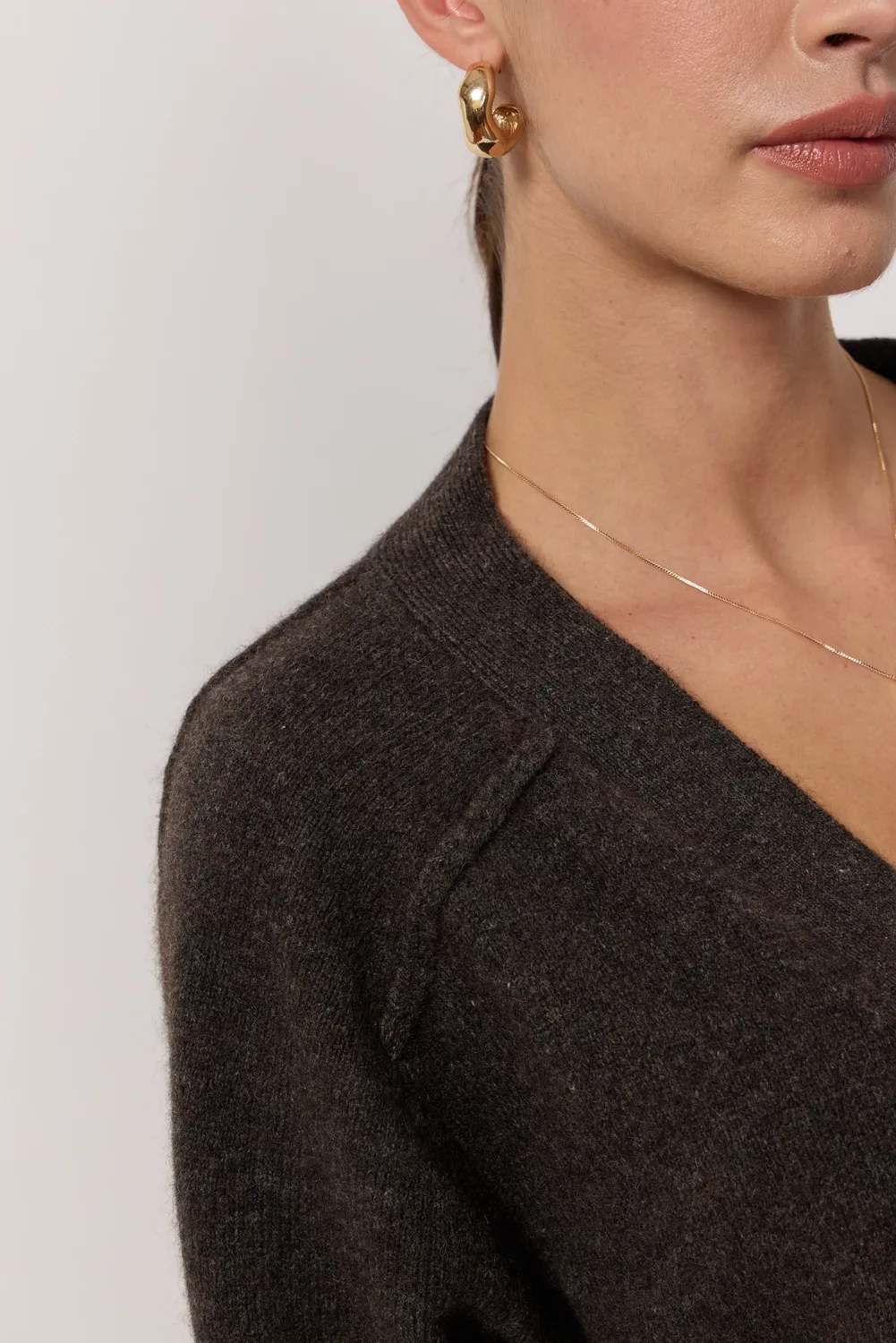 Acquaverde Cardigan Oversize Scollo V Marrone Yak Merino