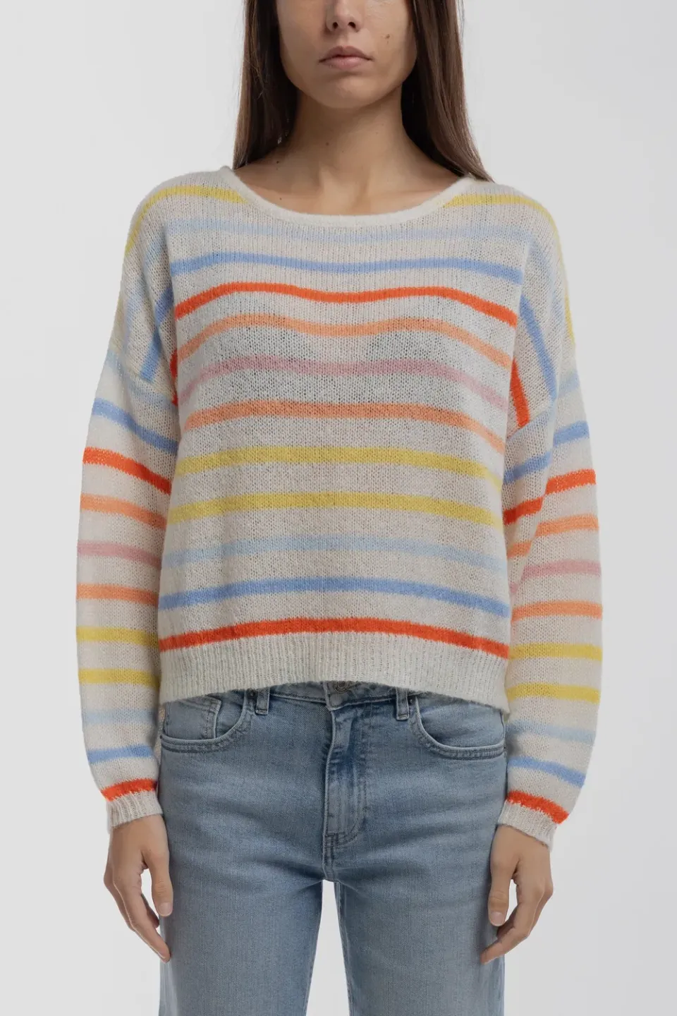Teddy Smith P-Stripe pull donna righe bianco lana