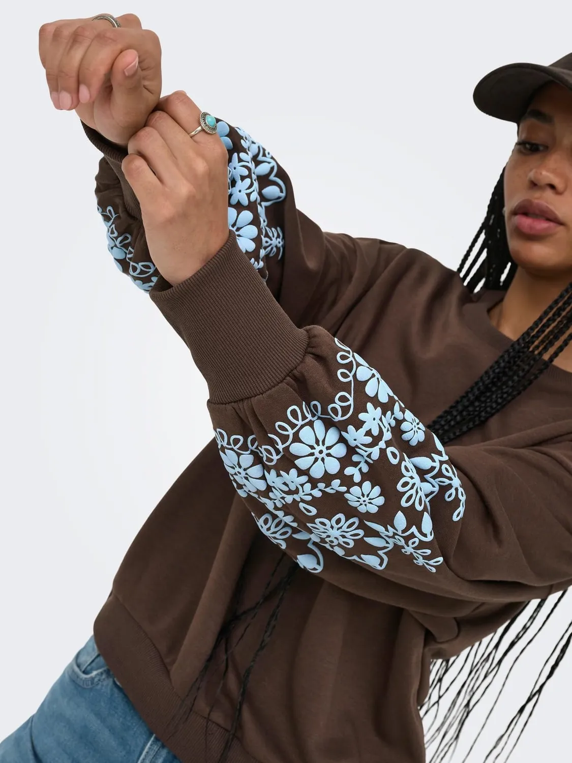 ONLY Onlbrooke felpa girocollo donna bracken fiori