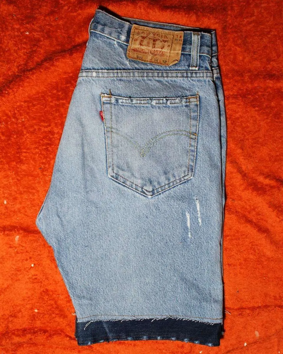 Never Say Never Bermuda Levi's Destroyed Denim Dark short jeans