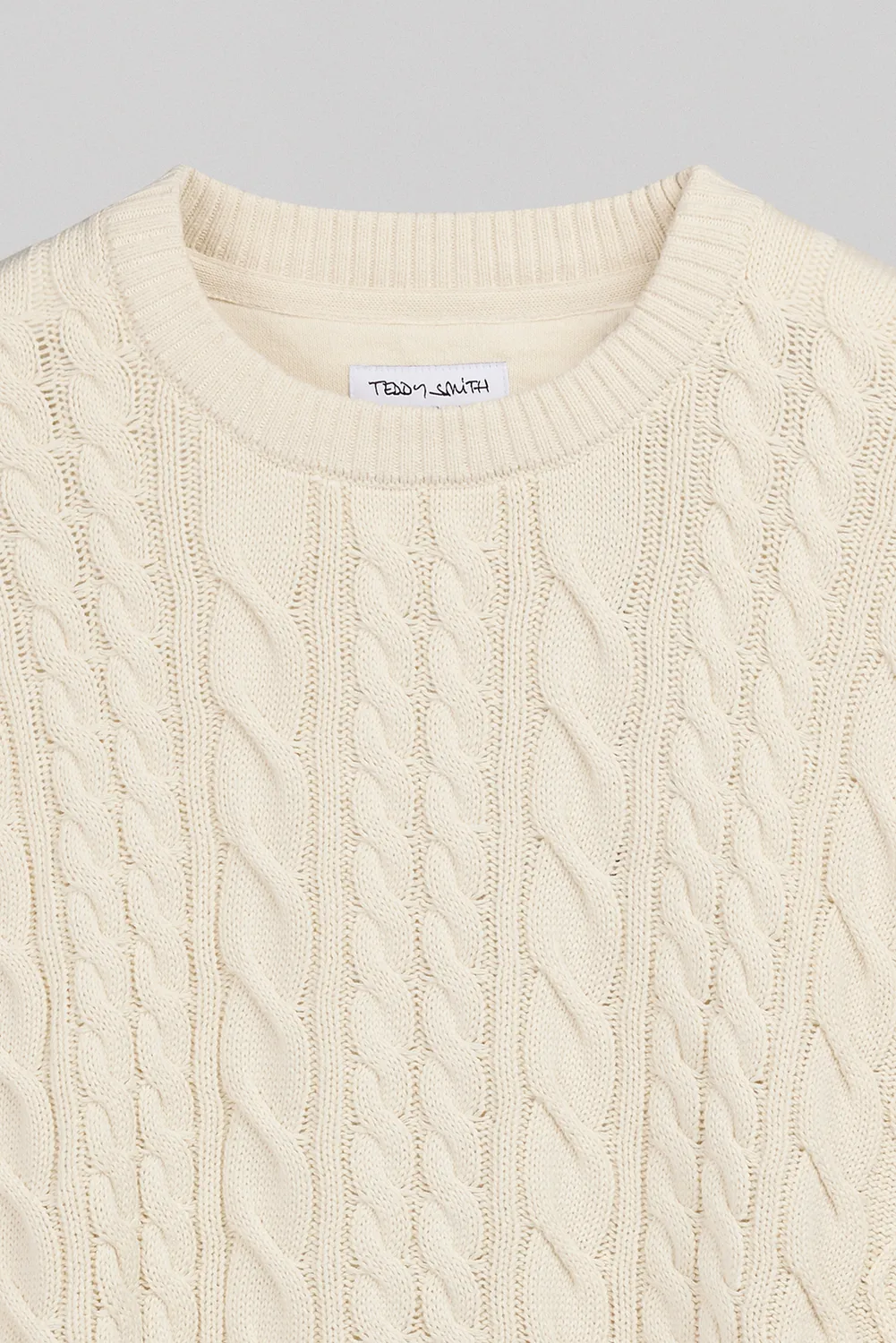 Teddy Smith P-Aron pull uomo crema trecce girocollo cotone