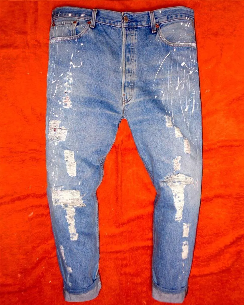 Never Say Never Tupac Notorious BIG jeans Levis vintage dipinti