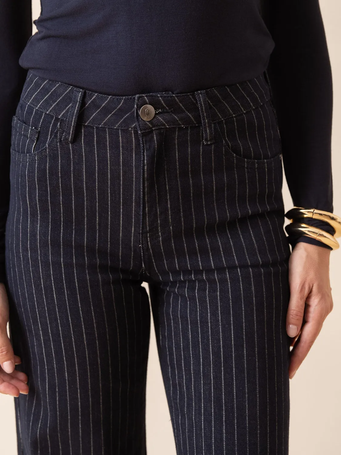 Oraije Gabriel jeans wide rigato grezzo