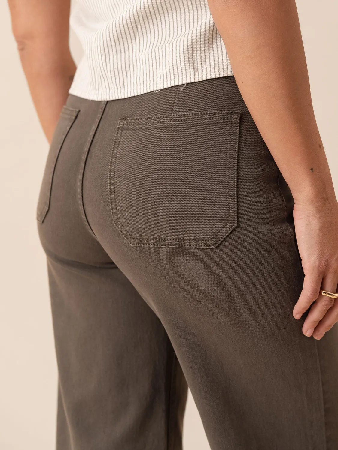Oraije Violette jeans wide kaki tasche applicate