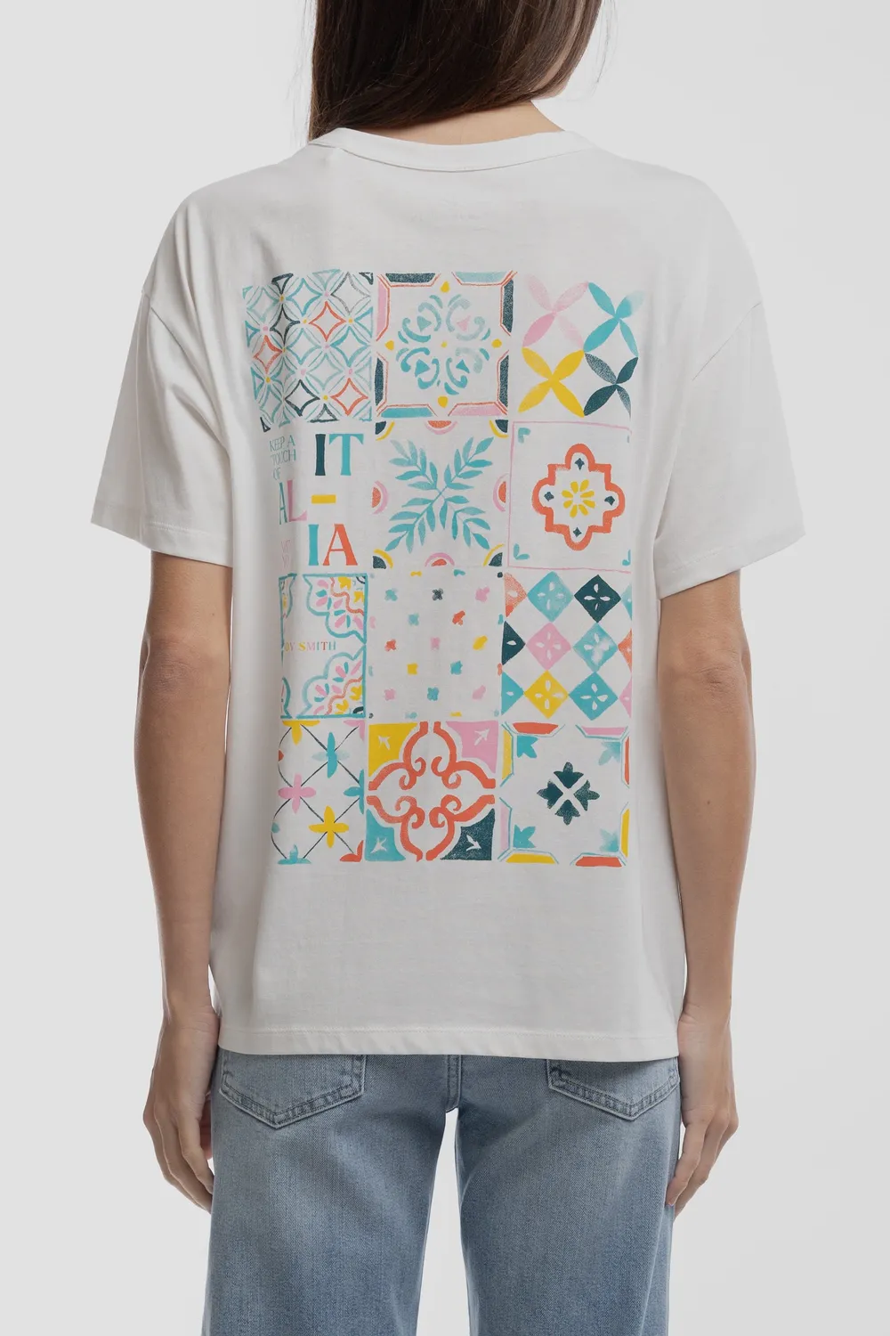 Teddy Smith T-Mosaique MC t-shirt oversize bianca donna