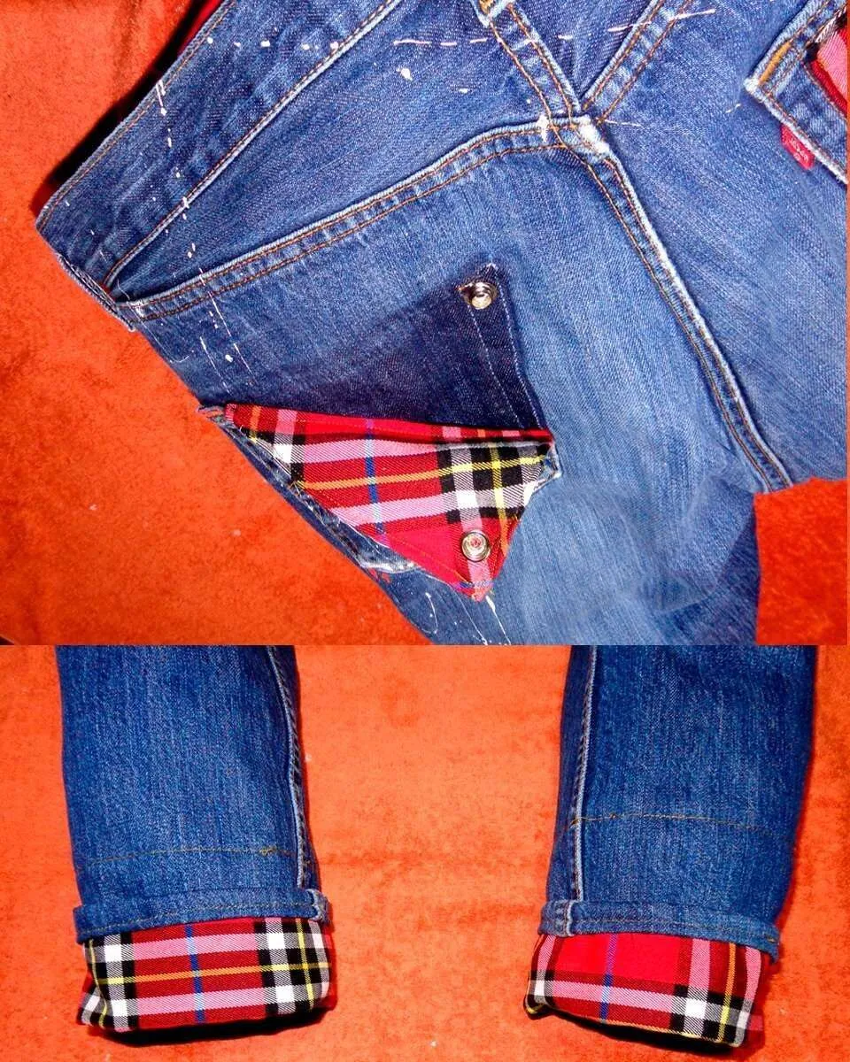 Never Say Never Levi's Vintage Burberry Rosso jeans tessuto