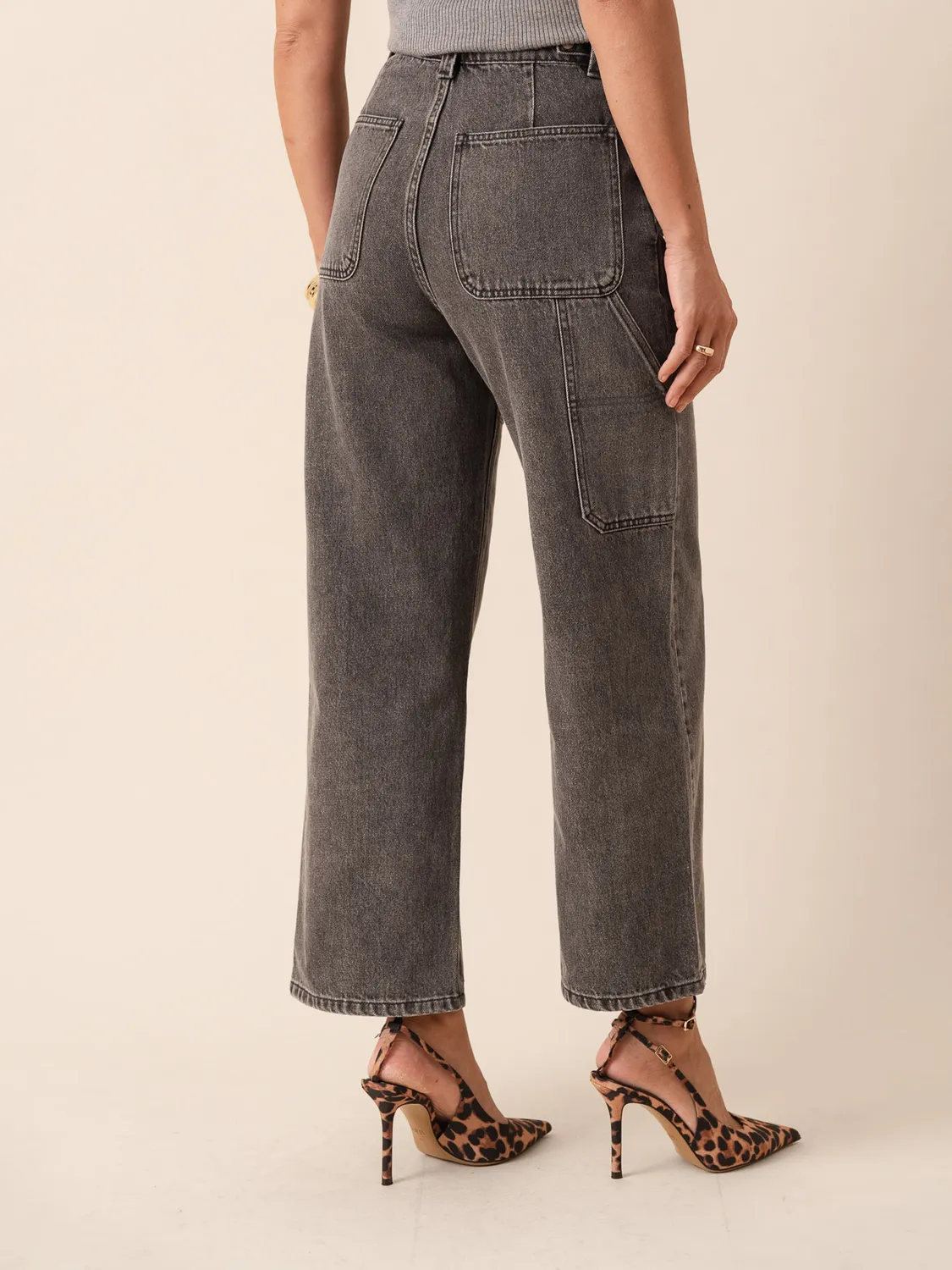 Oraije Andrea jeans dritti grigio vita regolabile