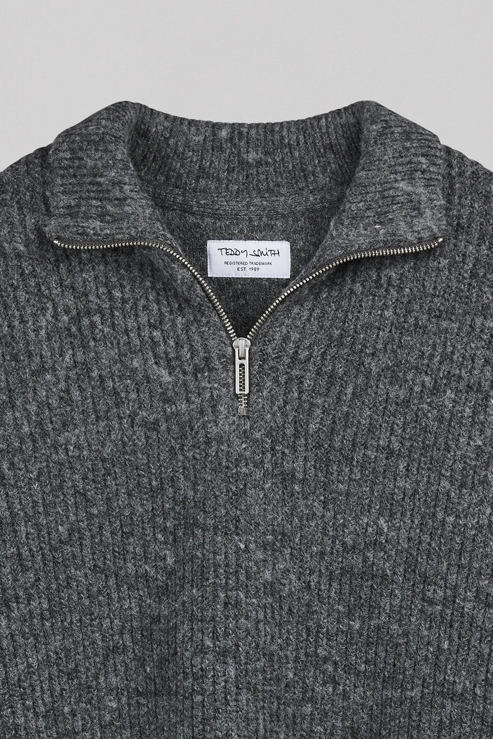 Teddy Smith P-Clayton Maglione Zip Grigio Misto Lana