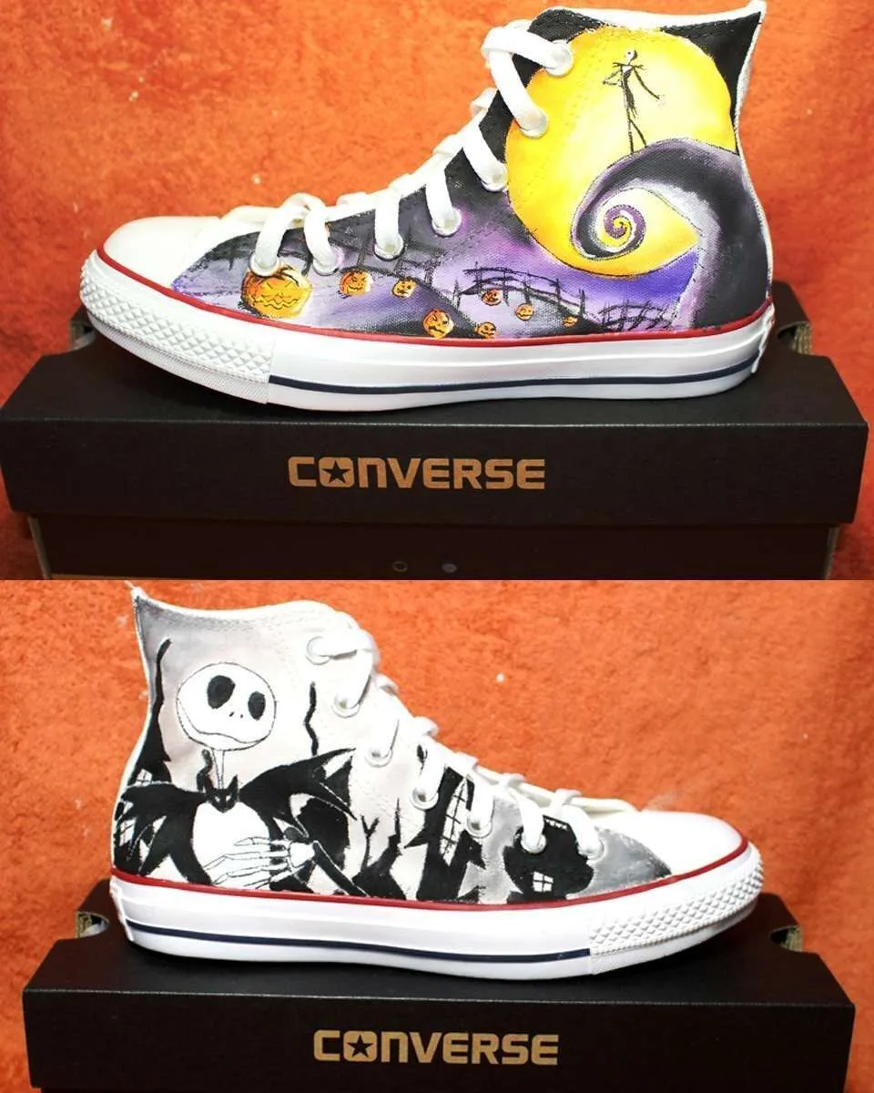 Never Say Never All Star Jack Skellington sneakers dipinte a mano