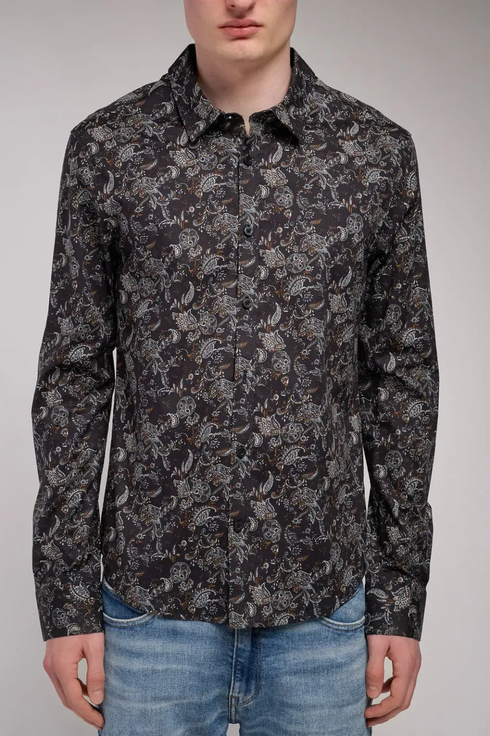 Teddy Smith Carton ML Stretch camicia uomo nera slim