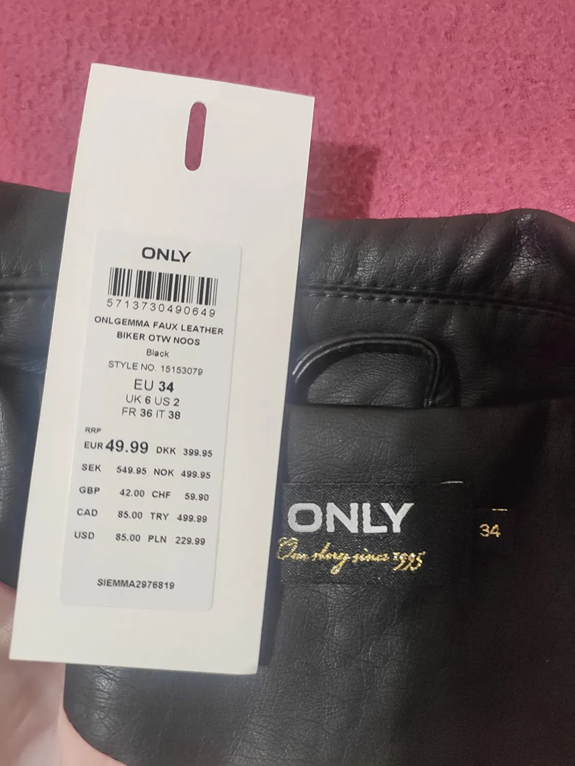 ONLY ONLGEMMA Giacca Ecopelle Donna 42 Biker