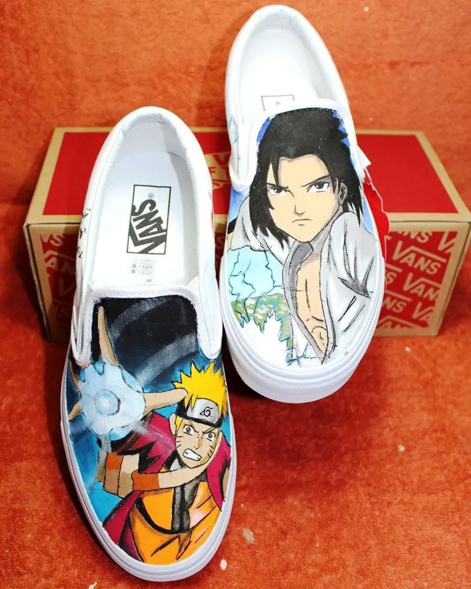 Vans Slip-On sneakers dipinte a mano Naruto Sasuke