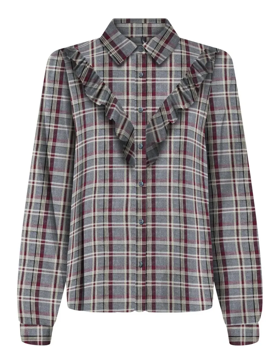 ONLY Onlevia Check camicia volant M manica lunga