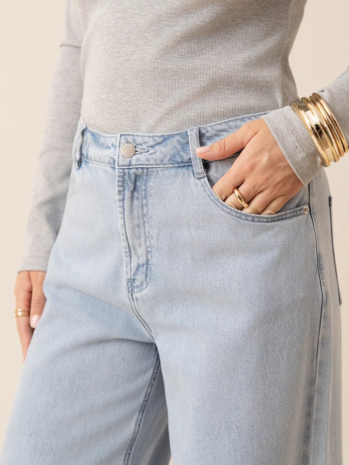 Oraije Joy pantaloni wide azzurro lyocell