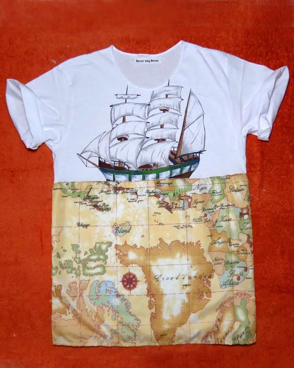 Never Say Never Nave Marinaio t-shirt dipinta a mano