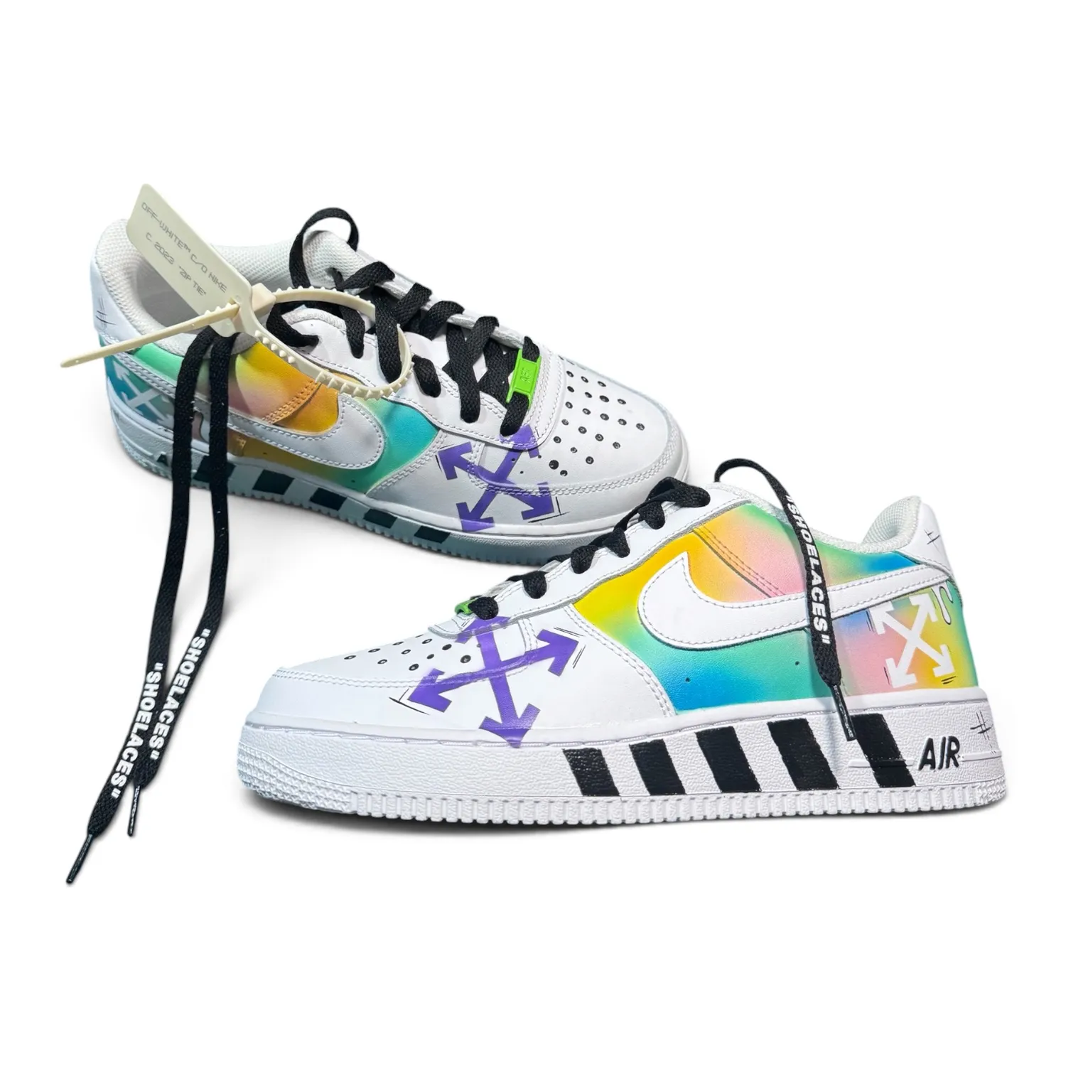 Never Say Never Air Force 1 Off White sneakers concept dipinte mano