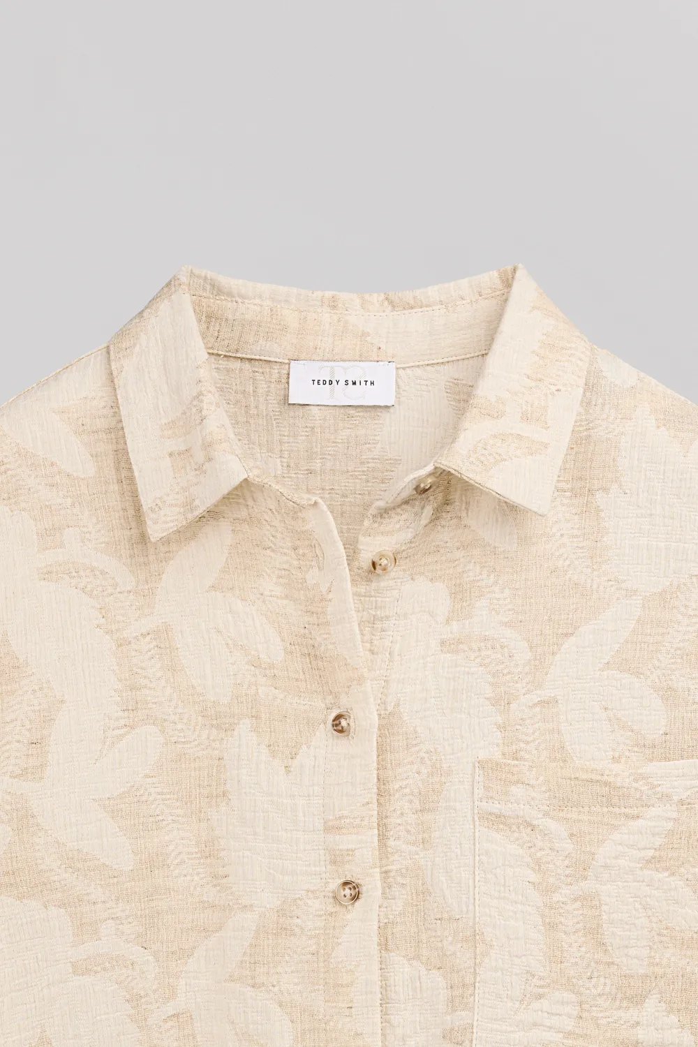 Teddy Smith C-Floral camicia donna Soft Grege lino cotone