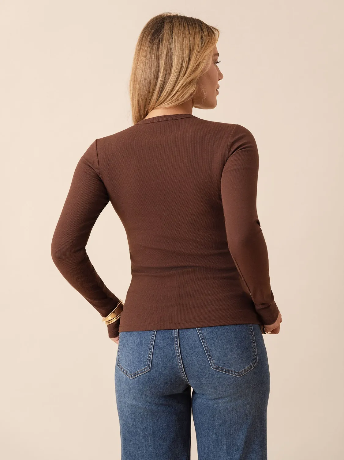 Oraije Olga t-shirt cotone marrone cioccolato
