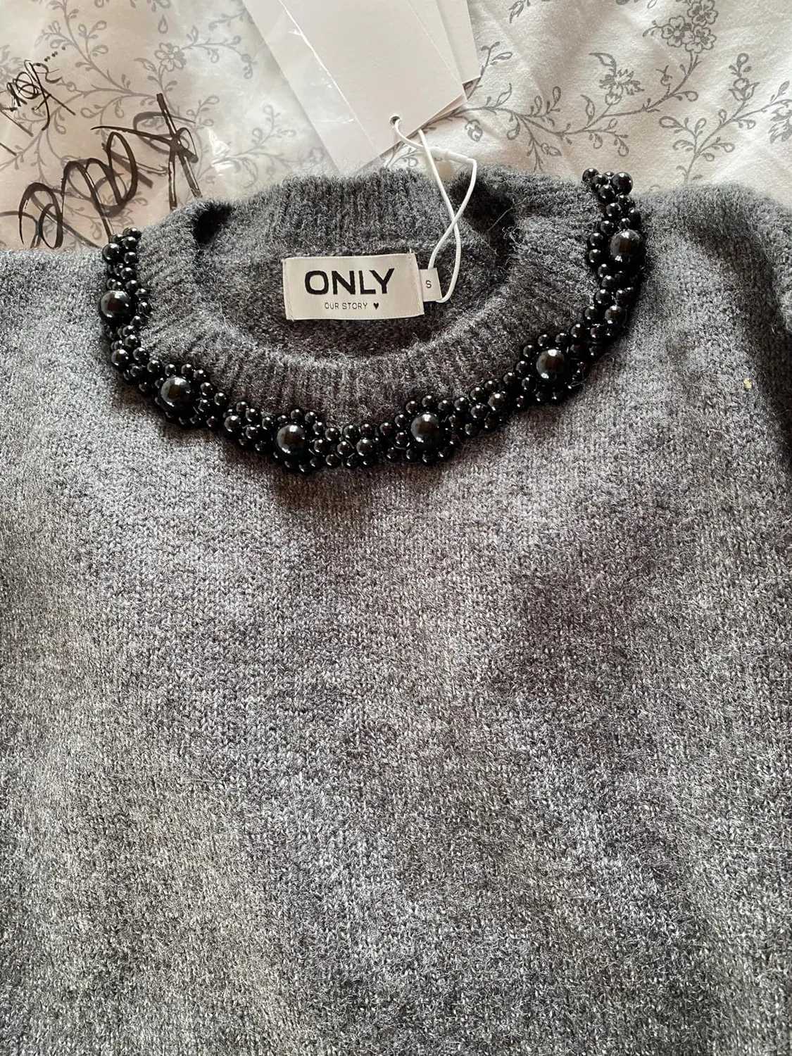 ONLY ONLELSA maglione donna in maglia mélange pietra