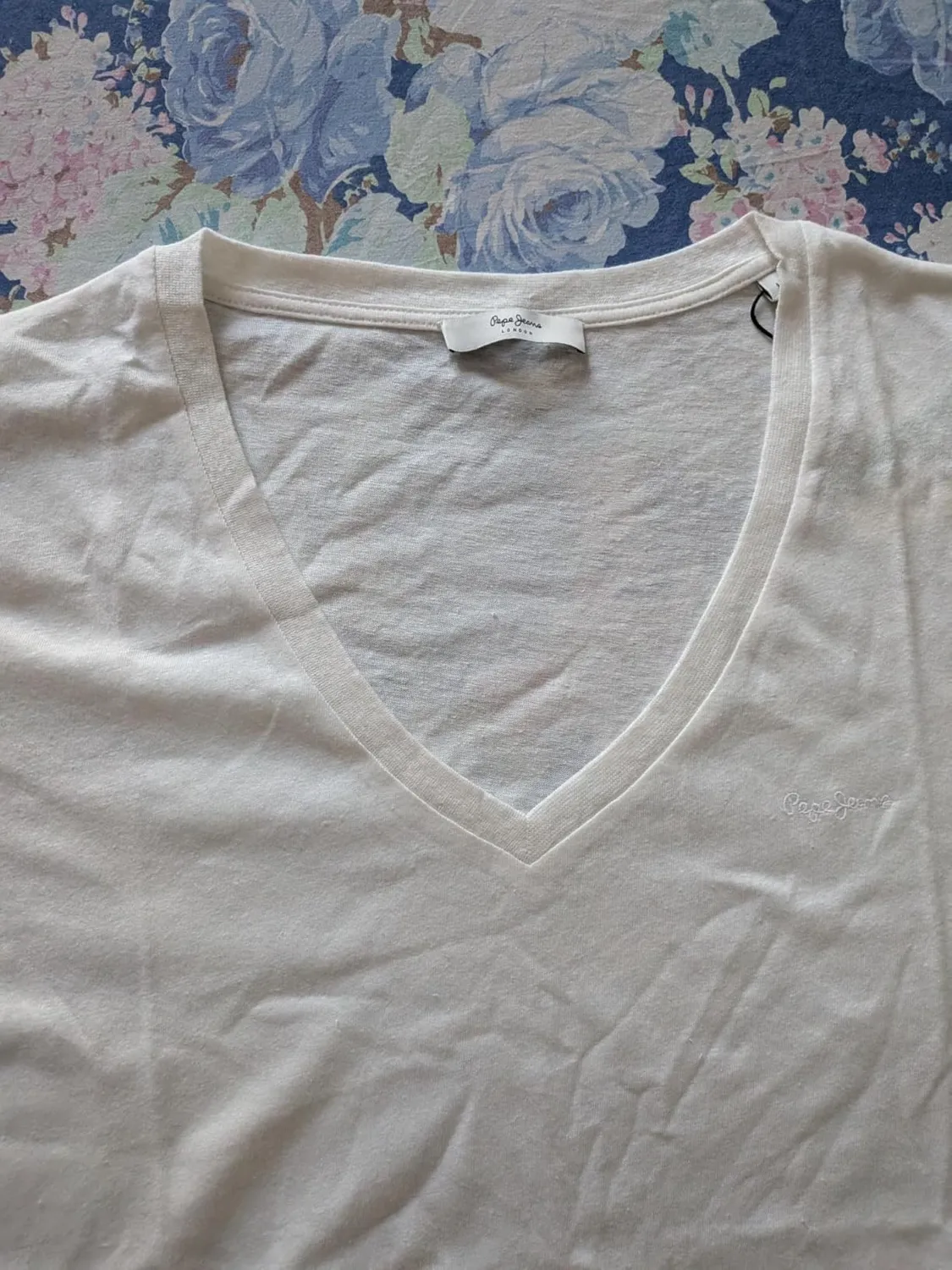 Pepe Jeans Megan V-Neck T-Shirt Donna L Bianco Lino