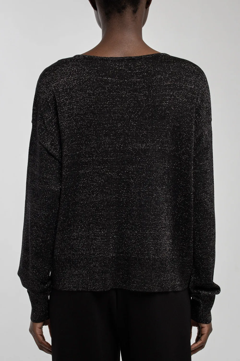 Teddy Smith Lizie Pull Donna Nero Lurex Scollo V