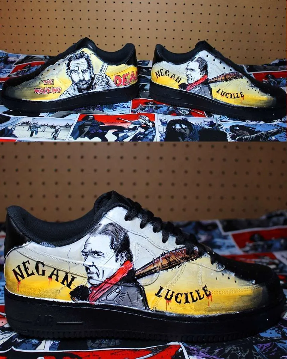 Nike Air Force 1 Rick vs Negan sneakers dipinte a mano