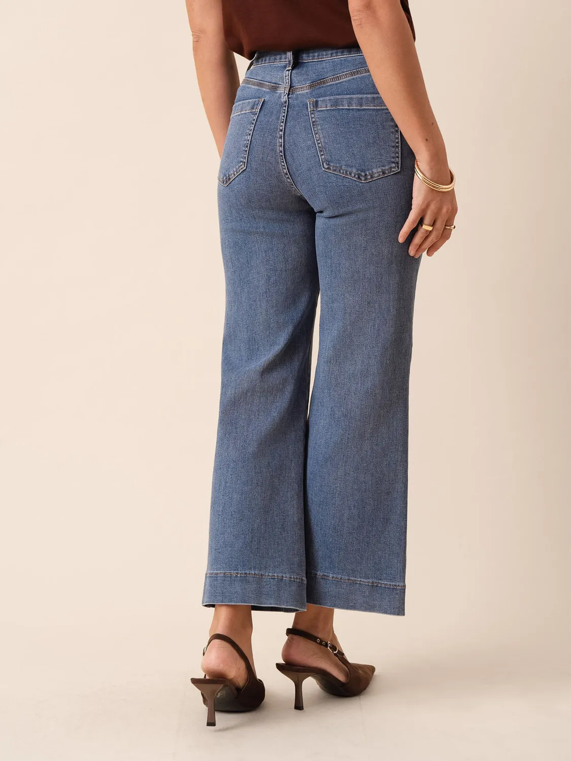Oraije Gasparette jeans wide blu stone vita alta