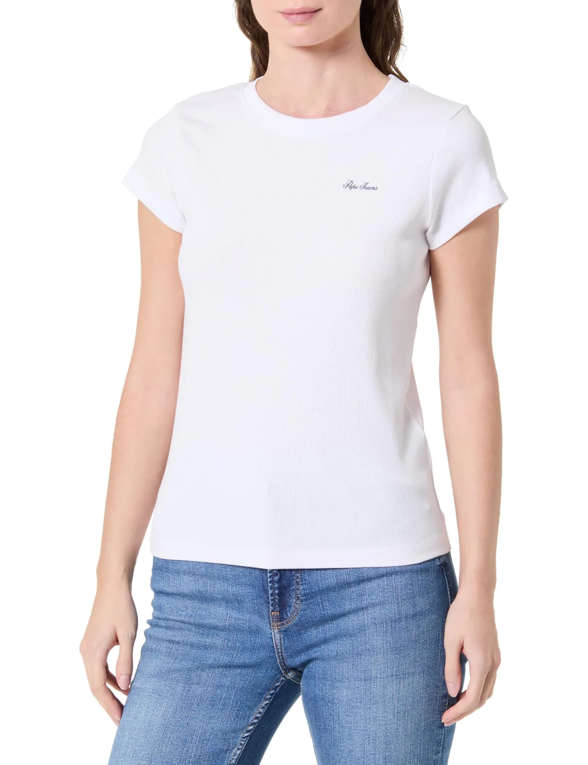 Pepe Jeans Basic Rib T-Shirt Donna a Costine Pacco da 1