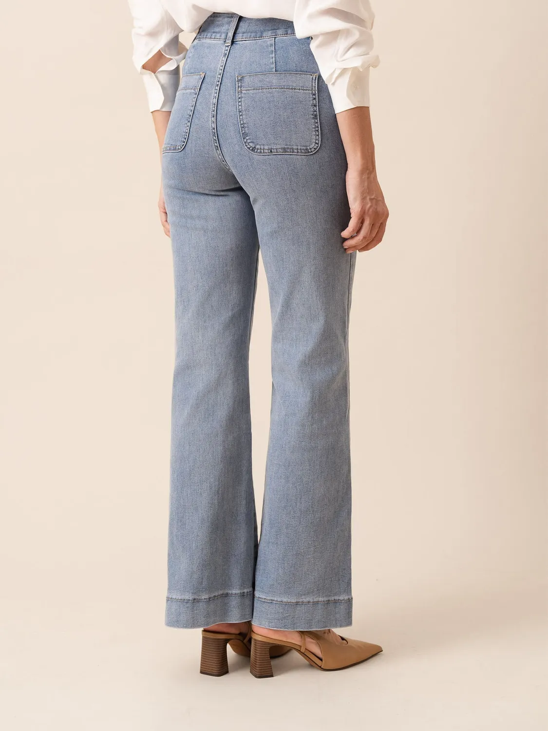 Oraije Elena jeans flare blu chiaro cotone
