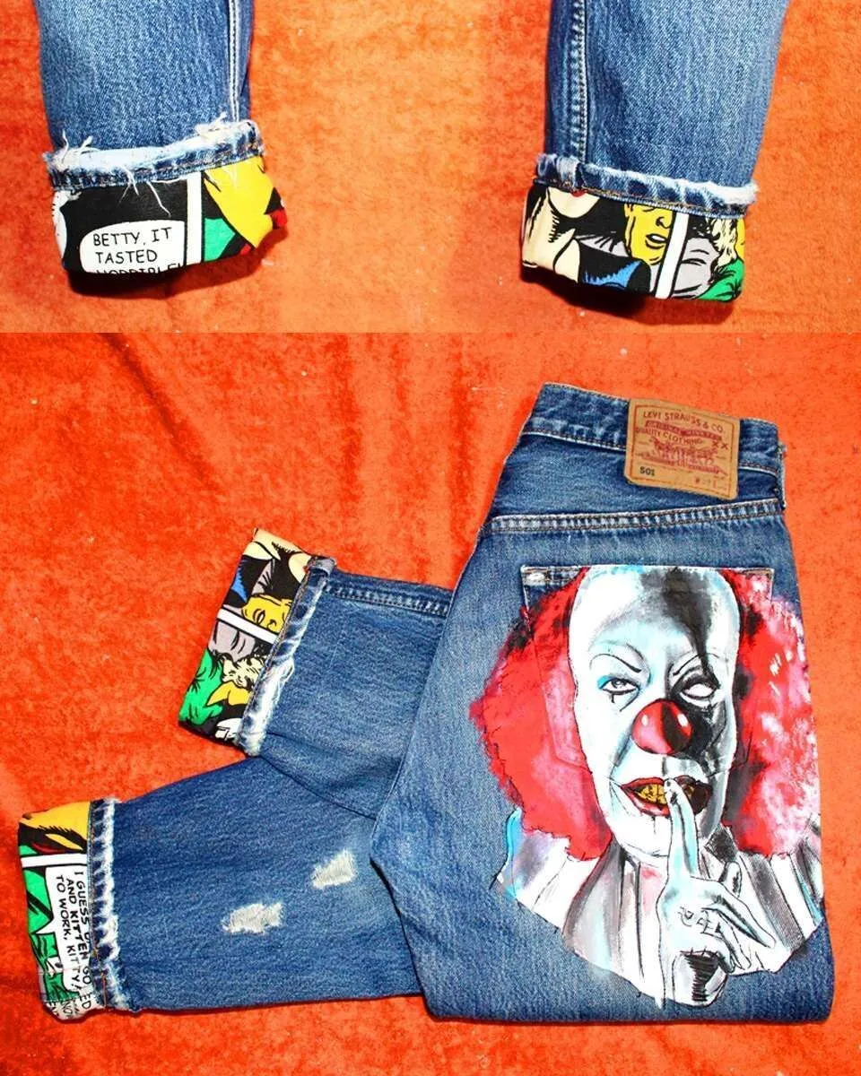Levi's Vintage Pennywise jeans dipinti a mano IT