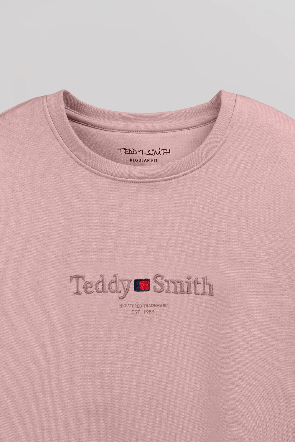 Teddy Smith S-Jim RC Felpa girocollo Wood Rose calda spazzolata