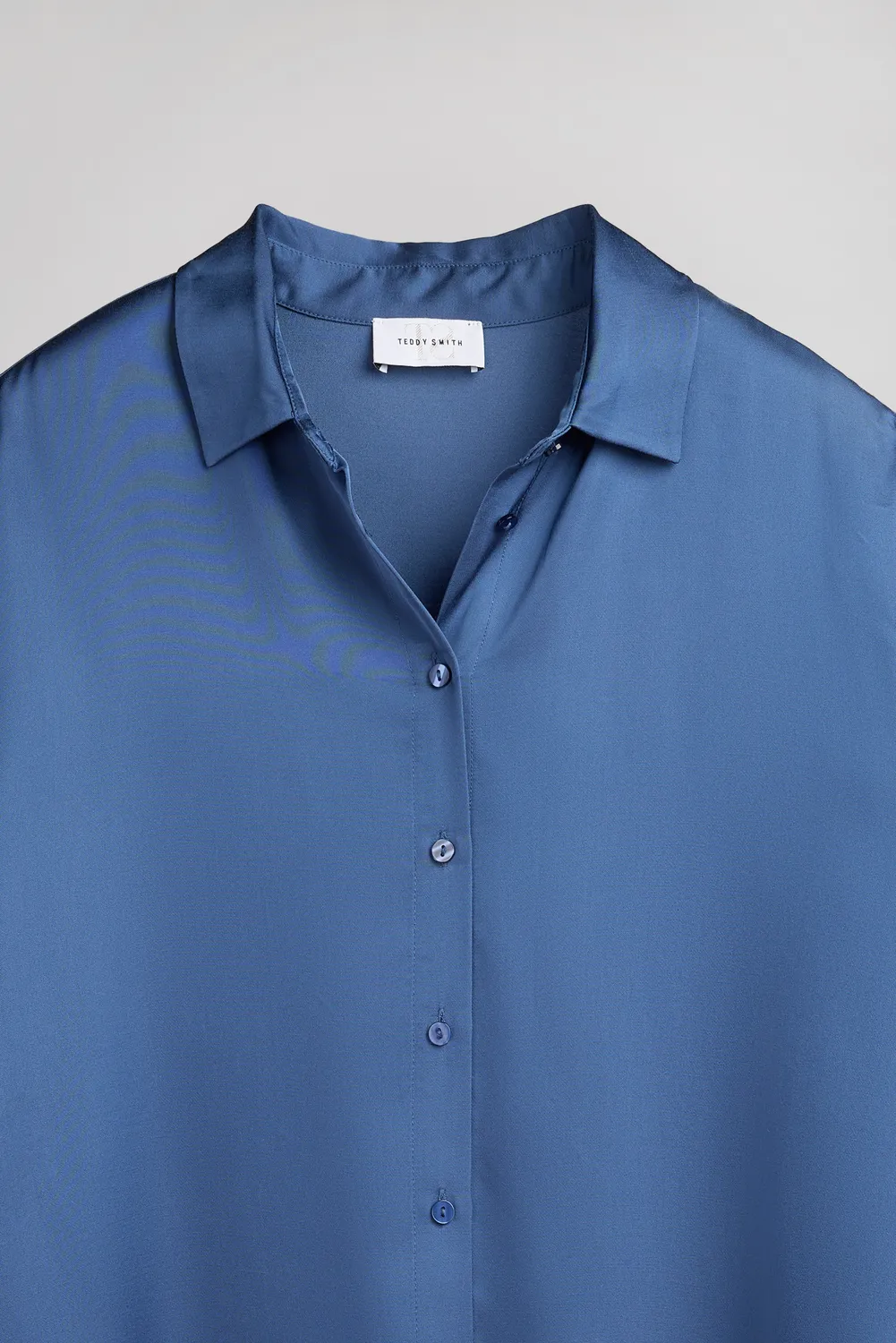 Teddy Smith C-Leo camicia indaco satin viscosa donna