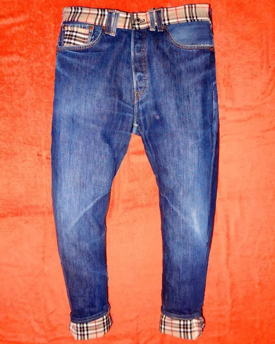 Levi's Vintage Burberry Old Style jeans con tessuto check