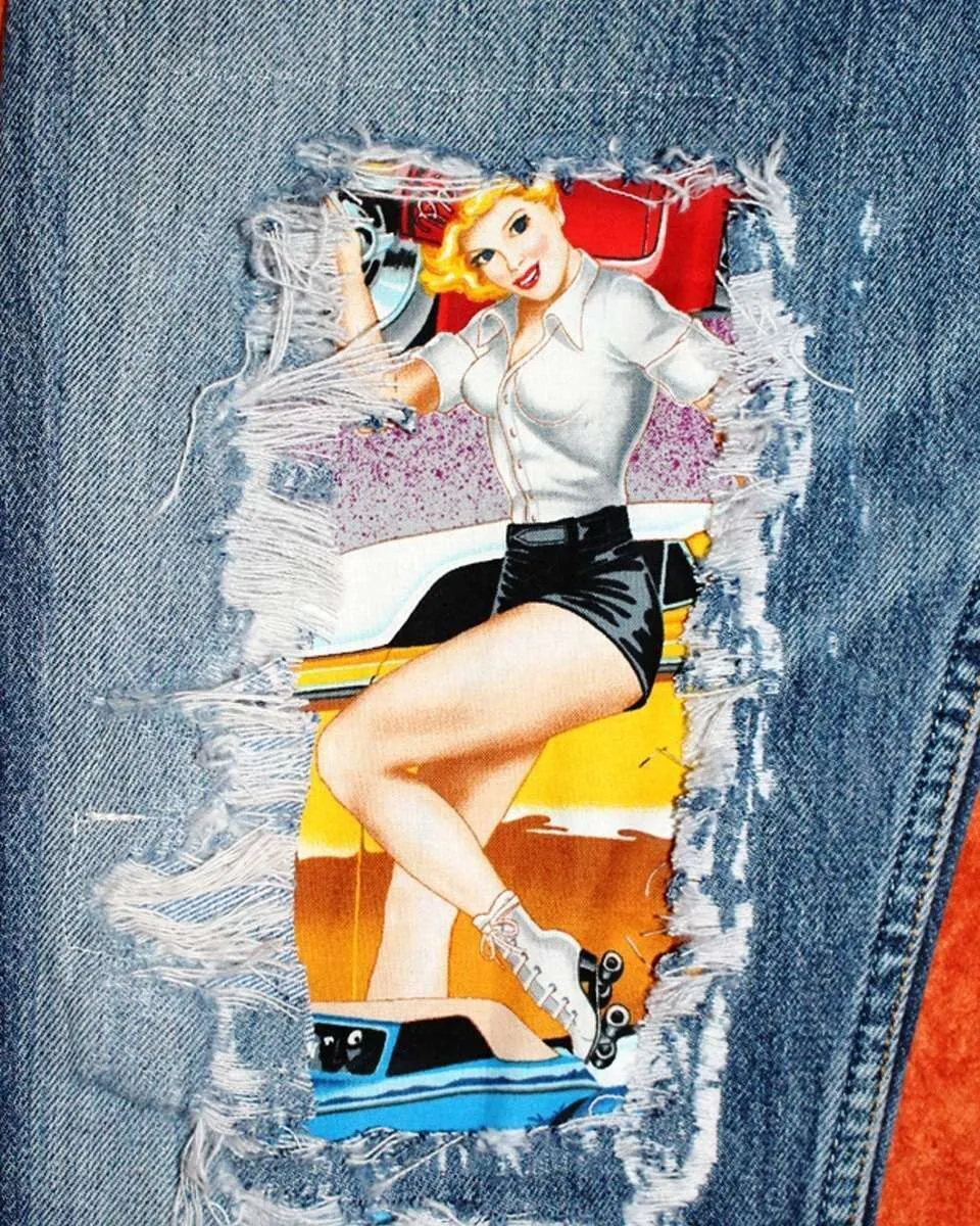 Never Say Never Levi's Vintage Pin Up Anni 60 Jeans Tessuto Custom