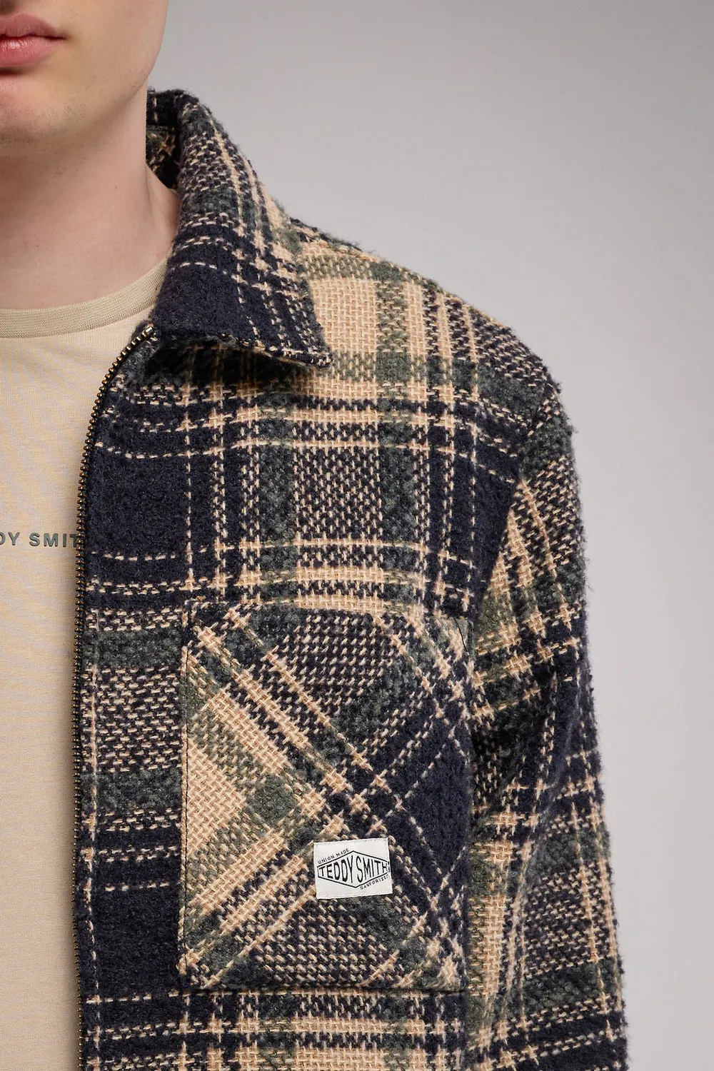 Teddy Smith C-Simon sovracamicia zip dark navy uomo
